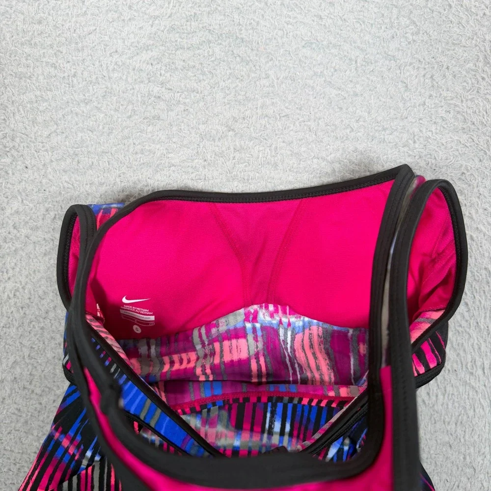 Nike Better World Womens Pink Blue Abstract Striped Racerback Tank Top Small